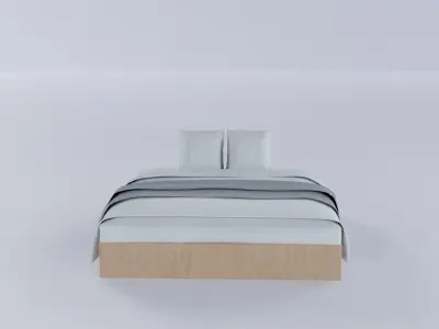 White Bed Free 3D model