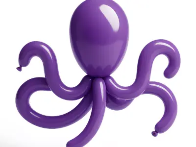 Purple Octopus Balloon Decoration Props Second Life toy 3D print model