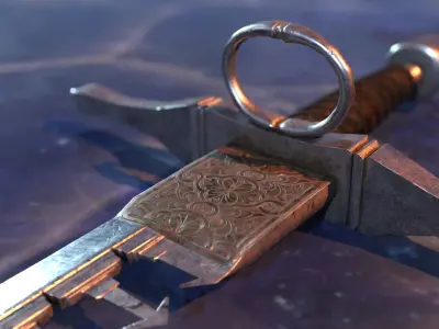 Optimised realistic medieval weapon swordbreaker Low-poly 3D model