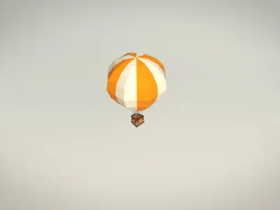 Low Poly Hot Air Balloon Low-poly 3D model