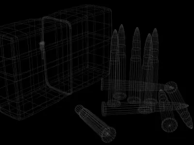303 British Rifle Cartridge and Box Low-poly 3D model
