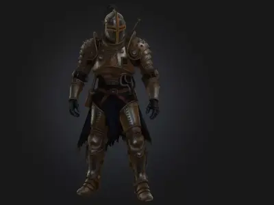 Scifi Medieval Knight - Heavy Metal Soldier Rigged Low-poly 3D model