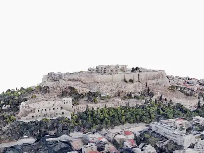 Acropolis of Athens - Parthenon- panoramic Low-poly 3D model