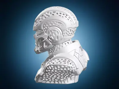 Futuristic Robotic Skull Face Bust 3D print model