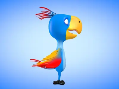 Parrot cartoon Low-poly 3D model