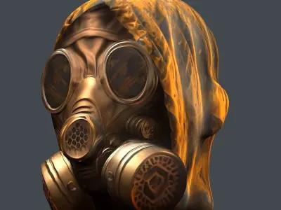 Gas mask helmet 3d model military combat Low-poly 3D model Low-poly 3D model 6