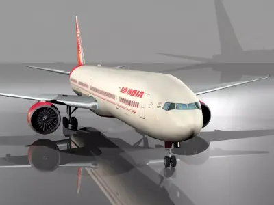 Boeing 777 low polygon Low-poly 3D model Air India Low-poly 3D model