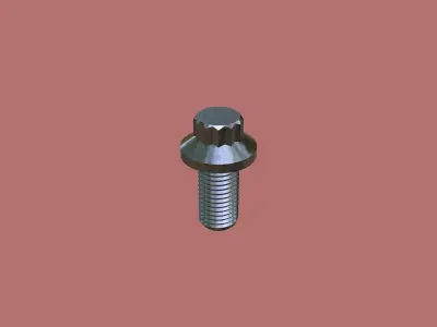 Steel Stained M4 12 Point Bolt 4K PBR 3D model