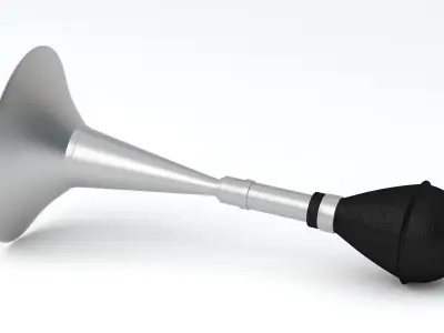 Vintage Vehicle Horn Silver 03 3D model