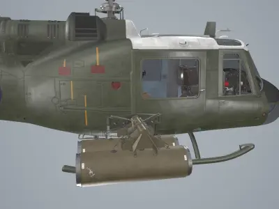 Bell UH-1C Australia RAAF Basic Animation Low-poly 3D model