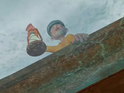 Fisherman  - Rigged cartoon character Low-poly 3D model