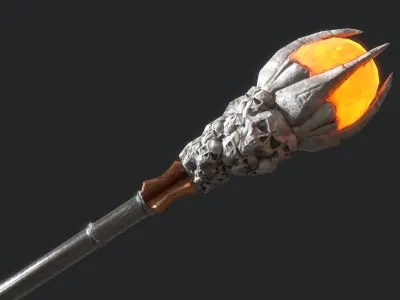 Fantasy Stylish- Staff of Soul Tourturing Low-poly 3D model