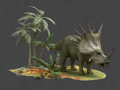 Coelurosaurs triceratops herbivores ancient creatures Slasher 3D model