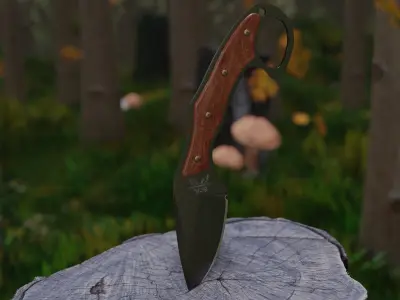 Realistic survival knife Game ready Free low-poly 3D model