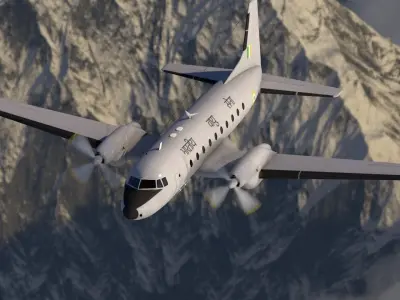 Hawker Siddeley HS 748 Indian Airforce Low-poly 3D model