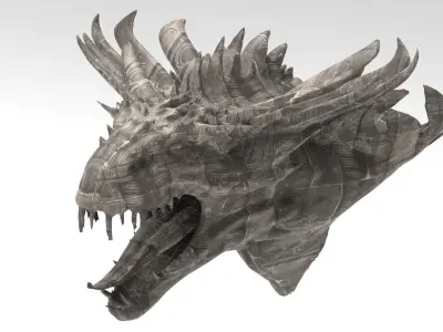Dragon lizard Viking Dinosaur Statue head 4 3D model