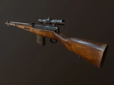 Tokarev SVT sniper rifle Low-poly 3D model Low-poly 3D model