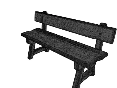 Worn Wooden Bench 3D Model 3D model