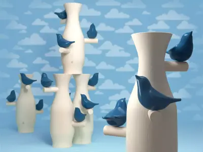 Blue Birds Set 3D model