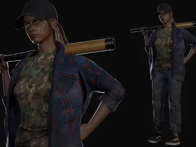 Survival Girl - Game Ready Low-poly 3D model