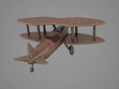 Wood Toy Plane Low-poly 3D model