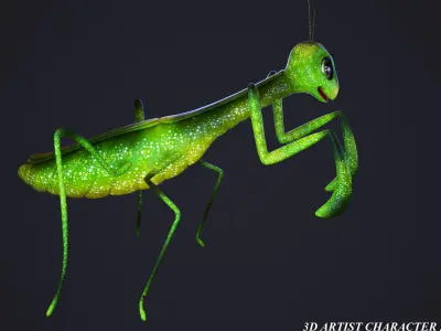 cartoon mantis Low-poly 3D model