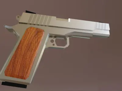 Pistol 9mm Chrome - Revolver Gun Weapon - Arma Low-poly 3D model