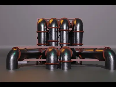 Low-Poly 3D Model of Pipe Air Conditioning Part Low-poly 3D model