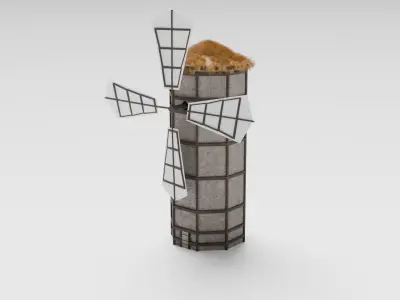 Medieval Windmill Low-poly 3D model
