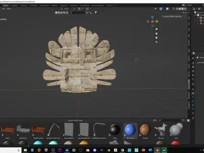 Babylonian gargoyle head Low-poly 3D model