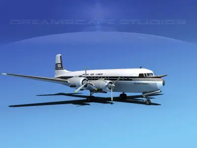 Douglas DC-7B Japan Air Lines 3D model