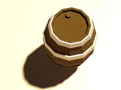 Low poly Wooden Barrel Low-poly 3D model