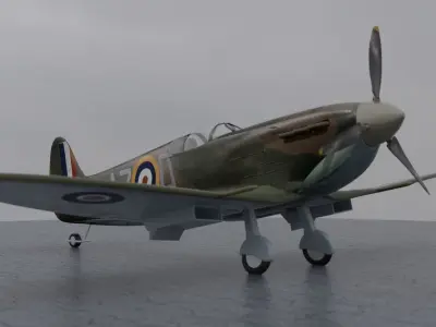 World War 2 Spitfire Low-poly 3D model