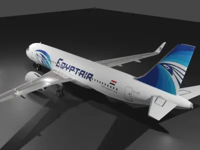 Egypt Air airbus a320neo 3D model Low-poly 3D model