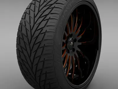 Savini Forged SV-34S Wheel and Tire 3D model
