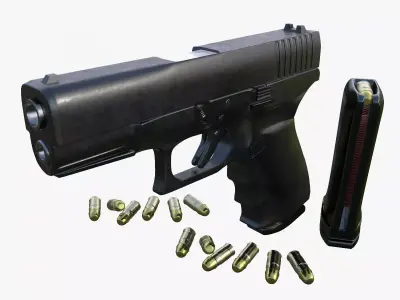 Gun Model Fa Glock Low-poly 3D model