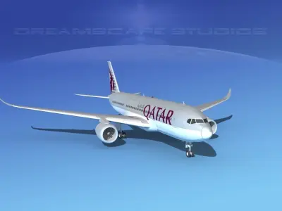 Airbus A350-800 Qatar 3D model