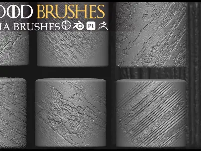 74 Brush-Wood-Blender Brush-Alpha Pack- Wood Alpha Brushes-Vol 2 Texture