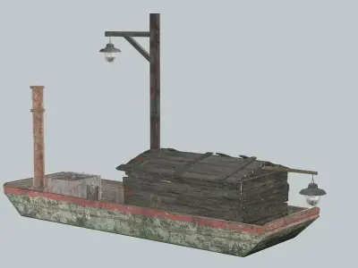 Medieval Old Fishing Boat Low Poly 3D Model Low-poly 3D model