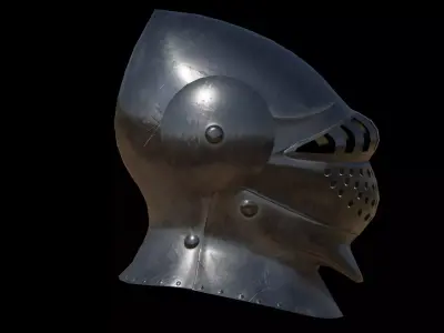 Medieval Knight Helmet Game-Ready PBR 3D Model Low Poly Low-poly 3D model