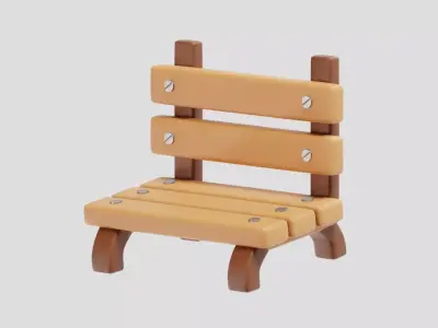 Park Bench Low-poly 3D model 15