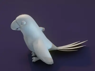 Cartoon Ara Parrot Rigged Base Mesh 3D Model Low-poly 3D model
