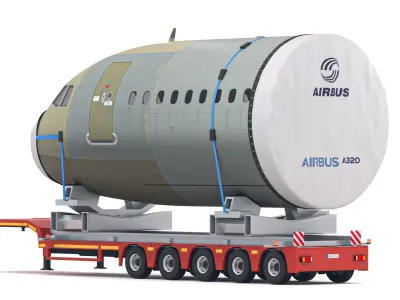 Lowboy Trailer with Airplane 3D model