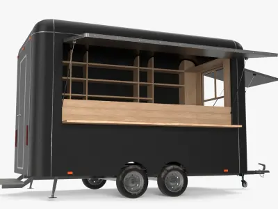 Food Trailer Black Empty 3D model