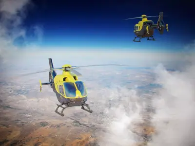 Small yellow helicopter 3D model