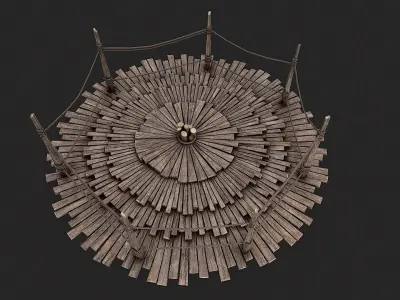 Medieval Wooden Circular Platform Arena 3 Low-poly 3D model