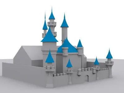 Castle disney with turrets Free low-poly 3D model