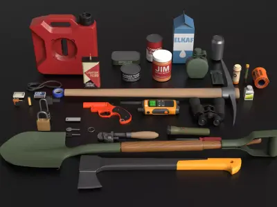 SURVIVAL low poly PROPS Free low-poly 3D model