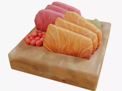 Hand-painted sashimi Low-poly 3D model