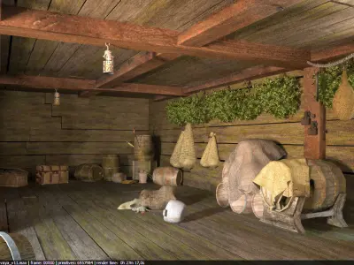 Warehouse provisions on pirate ship 3D model